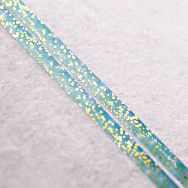 Ocean Blue Pixie Dust | 5mm Washi Sample | Gold washi tape gold foil washi tape pretty tape aesthetic tape skinny washi tape thin washi tape