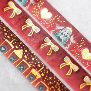 Sirenenrote Tassen | 3er Set | 15mm Washi Tape Set | Rotes Washi Tape Folie Washi Tape Goldfolie Washi Tape Gold Washi Tape Weihnachten Washi Tape