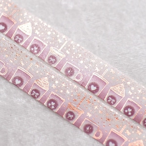 Siren es Au Lait | Kaffeetasse 15mm Washi Sample | Rosa Washi Tape Metallic Washi Tape Rosegold Folie niedlich washi tape washi tape kawaii