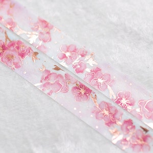 Réflexion | Echantillon Washi Floral 15 mm | Ruban adhésif en Washi pastel rose, ruban adhésif en Washi magique, printemps
