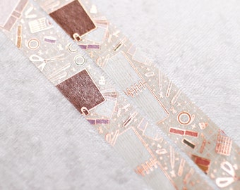 Stationery Lovers | Stationery 15mm Washi Sample | Rose gold foil cute stationary foil washi tape cute office supplies grid washi tape