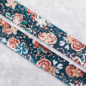 Brave Spirit | Floral 15mm Washi Sample | Metallic washi tape floral washi tape rose gold foil spring washi tape seasons washi tape