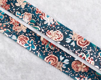 Brave Spirit | Floral 15mm Washi Sample | Metallic washi tape floral washi tape rose gold foil spring washi tape seasons washi tape