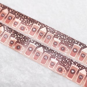 Sirenens Affogato | 20 mm Washi Muster | Niedliche Kaffeetasse ästhetik Farbverlauf 2 cm extra breit dekoratives Band Sampler Swatch Rose Gold Folie