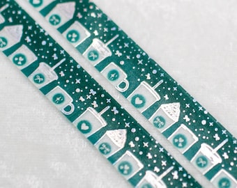 Siren's Cafe | Coffee Cup 15mm Washi Sample | Coffee washi tape coffee washi holo washi tape silver washi iridescent washi tape pretty tape
