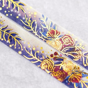 Fairest | Floral 15mm Washi Sample | Gold washi tape gold foil washi magic washi tape pretty tape aesthetic tape floral washi tape