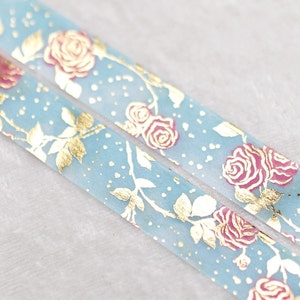 Make It Pink - Make It Blue | Floral 15mm Washi Sample | Gold washi tape gold foil washi tape pretty tape magic washi tape pink washi tape