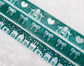 Siren's Cafe | Set of 3 | 15mm Washi Sample | Coffee washi tape coffee washi holo washi tape silver washi iridescent washi tape pretty tape