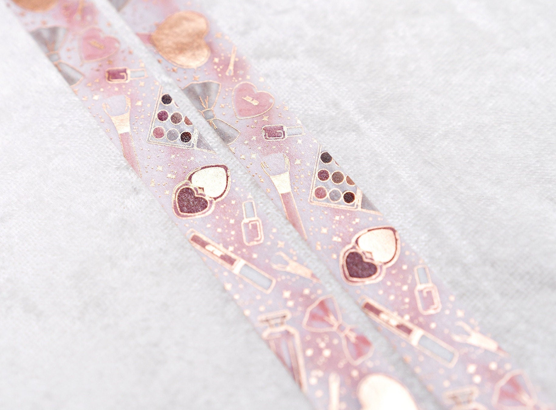 Glamorous Girl | Makeup 15mm Washi Sample | Rose Gold Foil Washi Tape Womens Stationery Supplies Bullet Journaling Cute Scrapbook Stationary