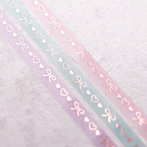 ILS Signature Hearts & Bows | Set of 3 | 7mm Washi Samples | Rose gold foil thin washi tape gold washi tape gold foil washi tape pretty tape