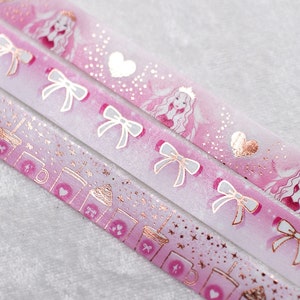 Siren es Pink Cafe | 3er Set | 15mm Washi Sample | Rosa Washi Tape Metallic Washi Tape Rosegold Folie niedlich Washi Tape kawaii washi tape