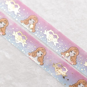 Make It Pink - Make It Blue | Princess 15mm Washi Sample | Gold washi tape gold foil washi tape pretty tape magic washi tape pink washi tape