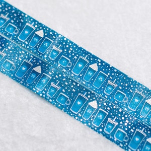 Sirenens Sternennacht | 20 mm Washi Muster | Kaffee Tassen Dunkelblau Sternenhimmel Silber Foiled Holographischer Farbverlauf 2 cm Extra breit Junk Journal