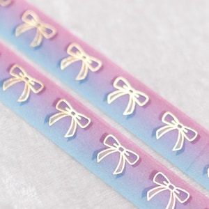 Make It Pink - Make It Blue | Bow 15mm Washi Sample | Gold washi tape gold foil washi tape pretty tape magic washi tape pink washi tape