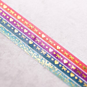 Vibrant | Set of 4 | 5mm Washi Samples | Gold washi tape gold foil washi tape set pretty tape aesthetic tape kawaii stationary pen pal washi