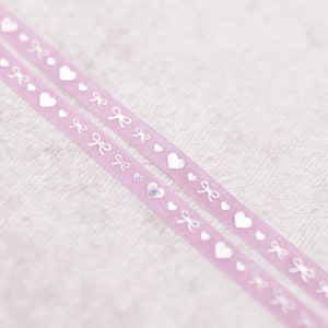 Lavender Hearts & Bows | 5mm Washi Sample | Pastel washi tape iridescent washi tape holo washi tape cute stationary washi cute washi tape