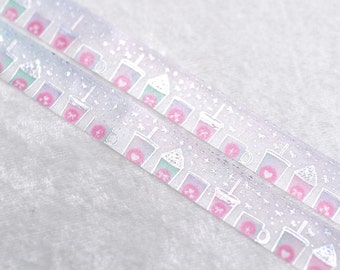 Siren's Birthday | Coffee Cup 15mm Washi Sample | Magic washi tape iridescent washi tape pastel washi tape washi tape kawaii holo washi tape