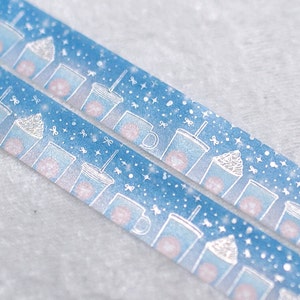 Siren es Morning Skies | Kaffeetasse 15mm Washi Sample | Kaffee Washi Tape Kaffee Washi Tape silber washi irisierendes Washi Tape hübsches Tape