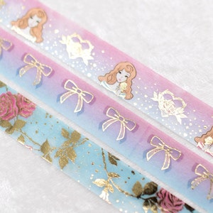 Make It Pink - Make It Blue | Set of 3 | 15mm Washi Sample | Gold washi tape gold foil washi tape pretty tape magic washi tape pink washi