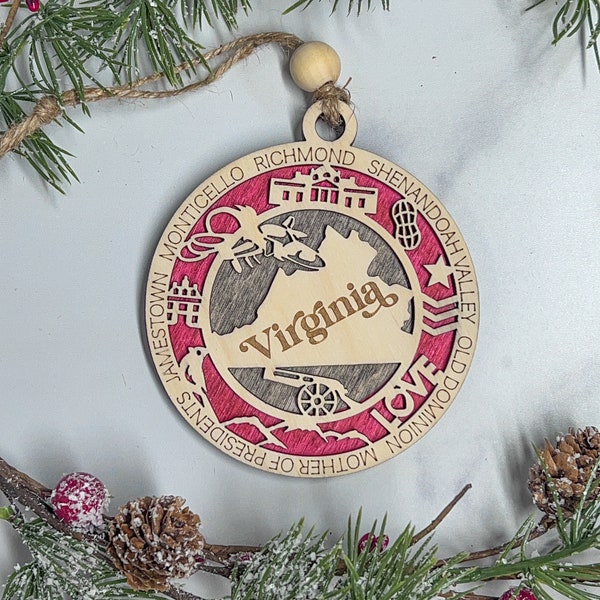 Virginia ornament, Virginia fan, personalized ornament, gift for her, gift for him