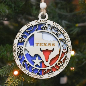 Texas ornament, Texas Christmas ornament, Unique Texas magnet, Texas souvenir, Wood Texas ornament, gift for her, gift for him