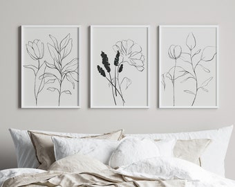 Floral Line Art Set - Etsy