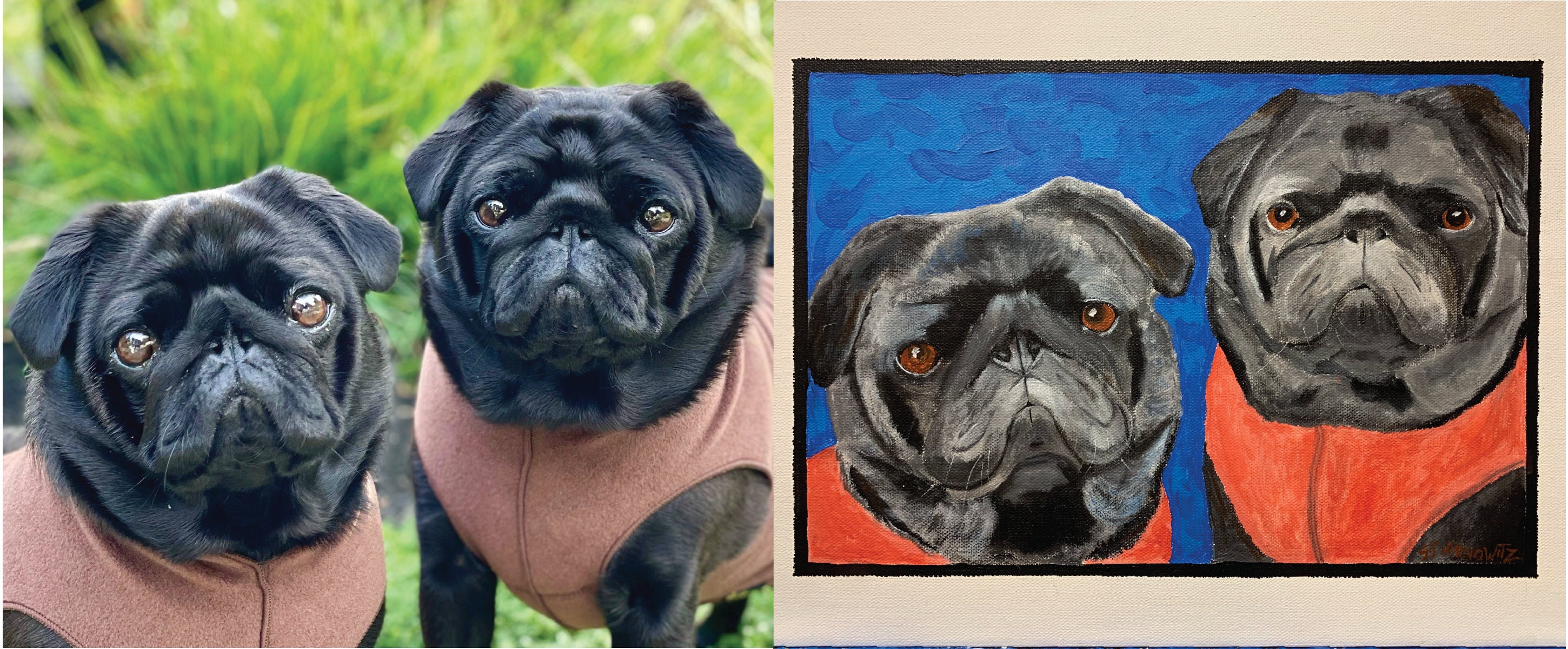 Custom Pet Portrait Custom Dog Portrait Pet Painting Acrylic on Canvas ...
