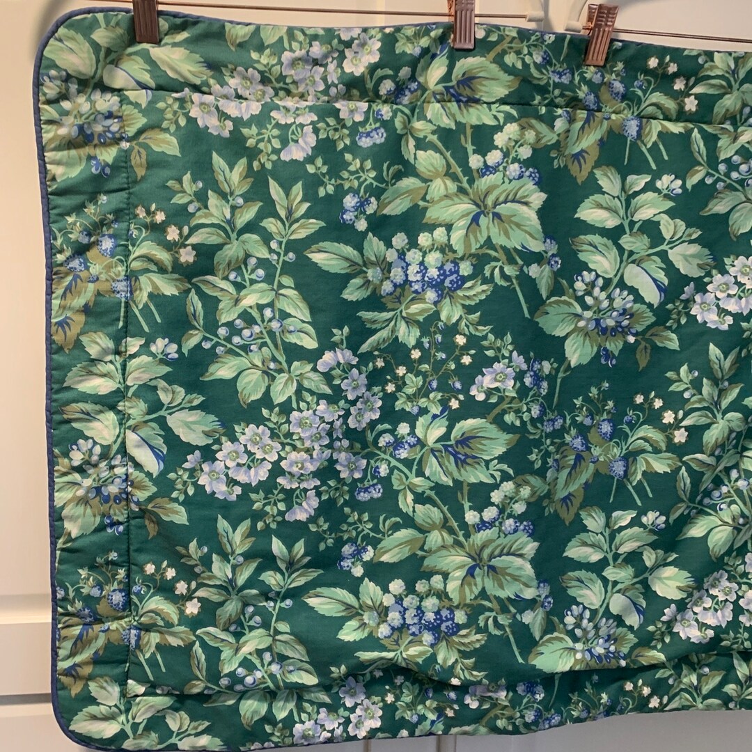Vintage LAURA ASHLEY Bramble Berry Green Blue Floral Vintage Etsy
