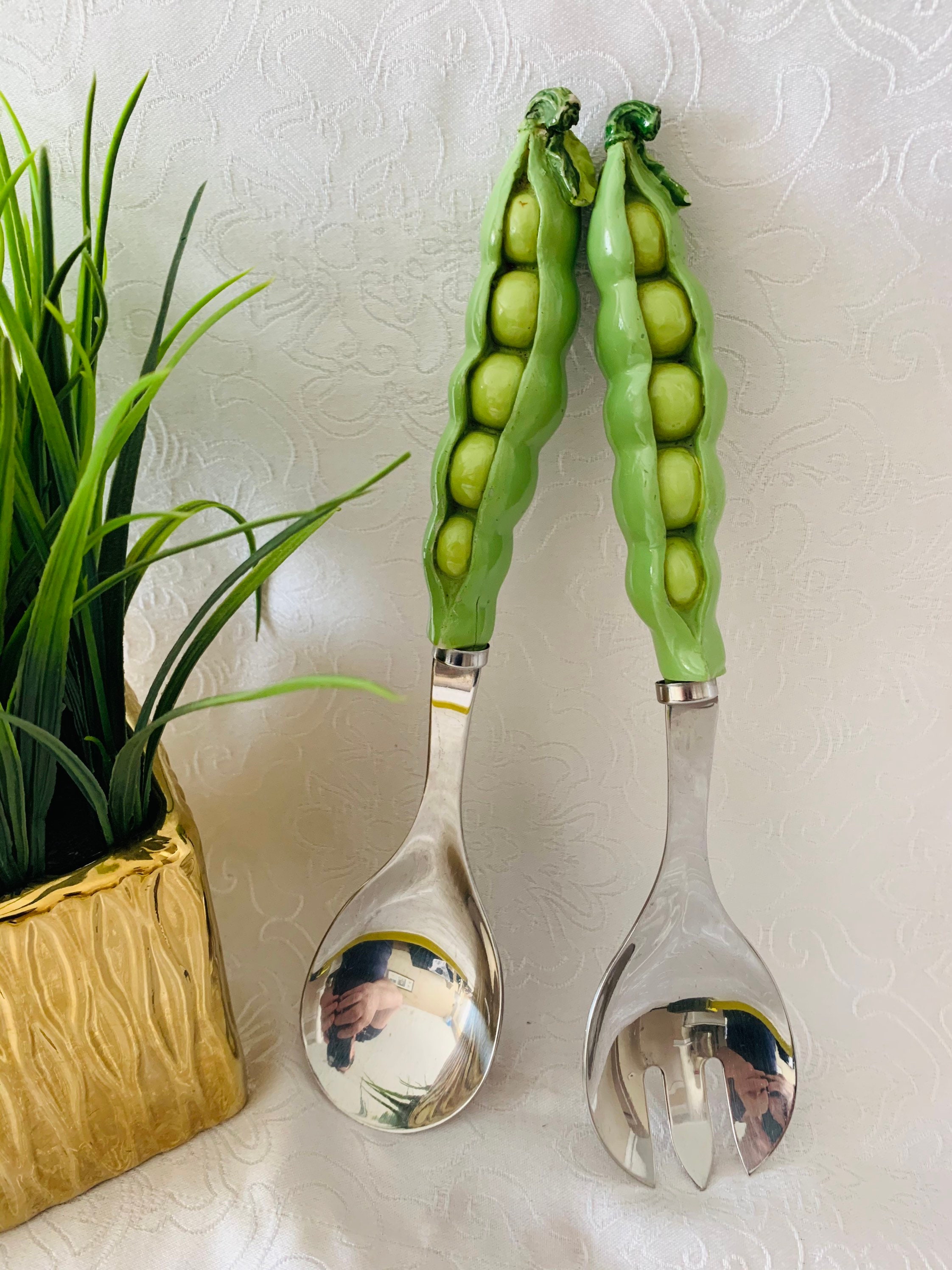 Vintage Peas in a Pod Sweet Peas Serving Spoon and Fork Hand Etsy