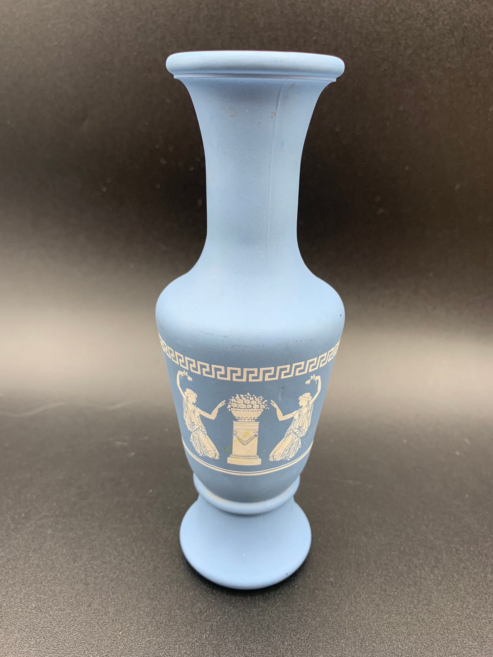 Vintage Blue Wedgewood Style Greek Vase Etsy