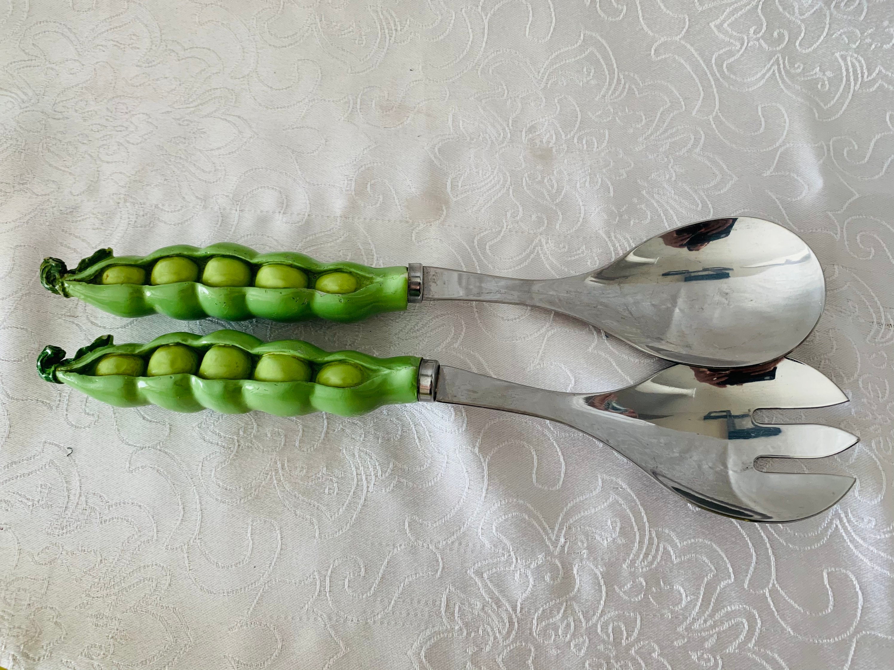 Vintage Peas in a Pod Sweet Peas Serving Spoon and Fork Hand Etsy