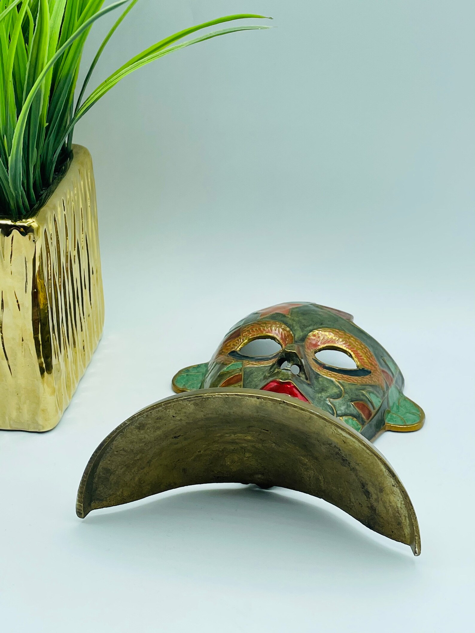 Vintage Brass Partial Face Mask/ Brass Stand W/ 3 Faces on Etsy