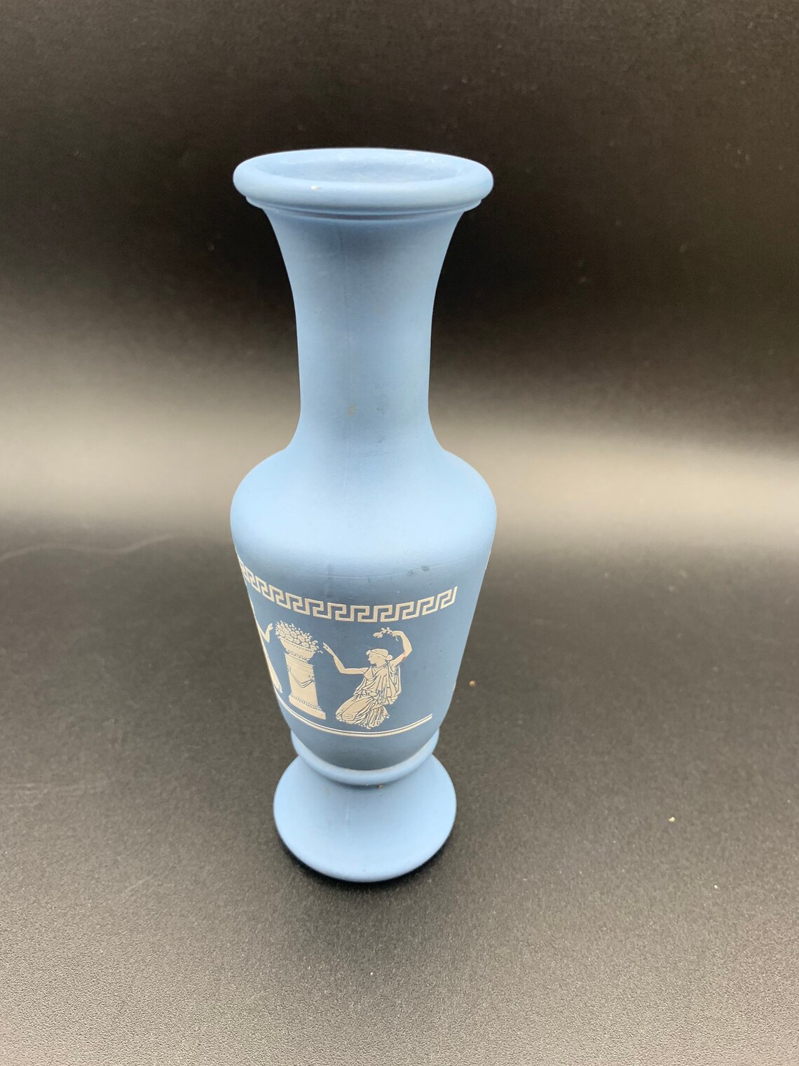 Vintage Blue Wedgewood Style Greek Vase Etsy