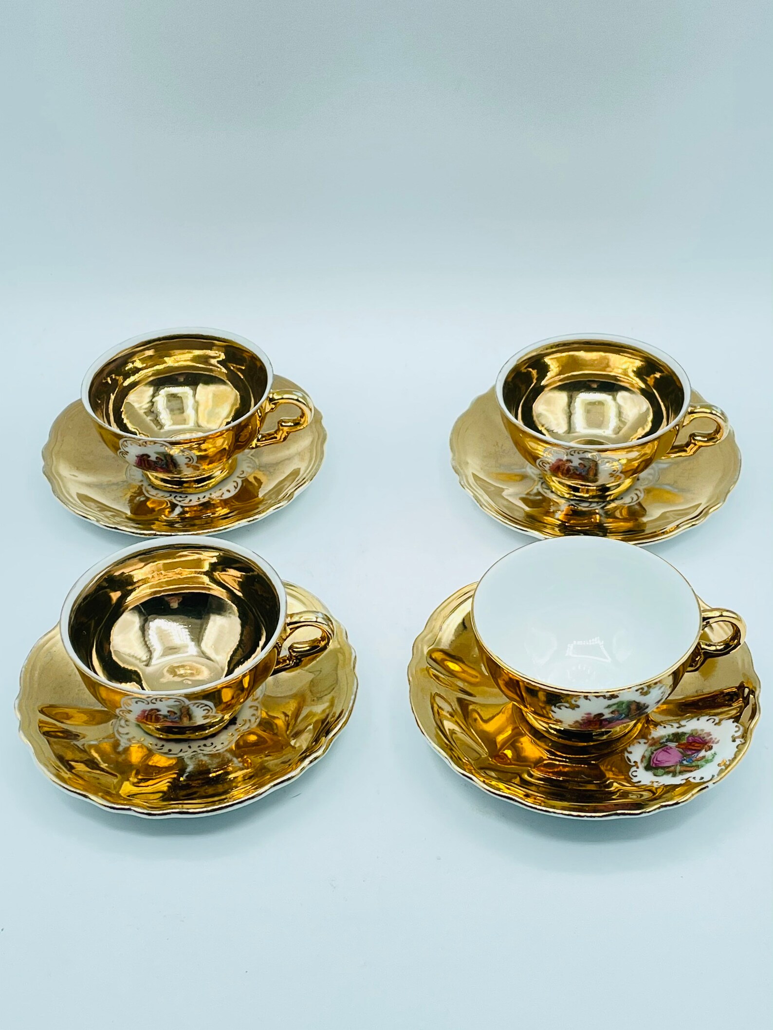 Vintage Antique Gold Tea Set of 4 W/ a Man & Woman/ In a Etsy