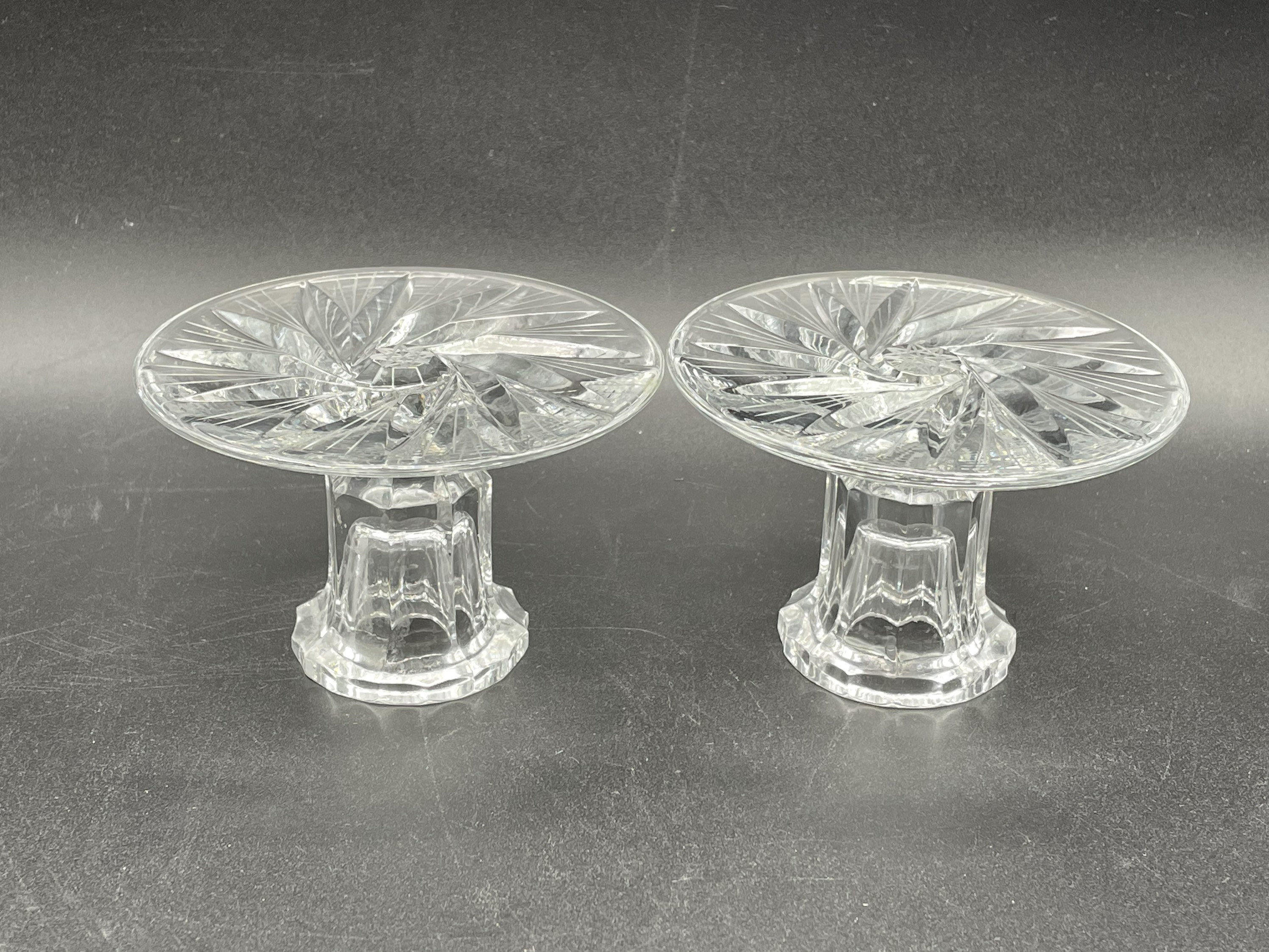 Vintage Crystal Candle Holders/ 1950 Poland Pinwheel/ Hand Cut Etsy