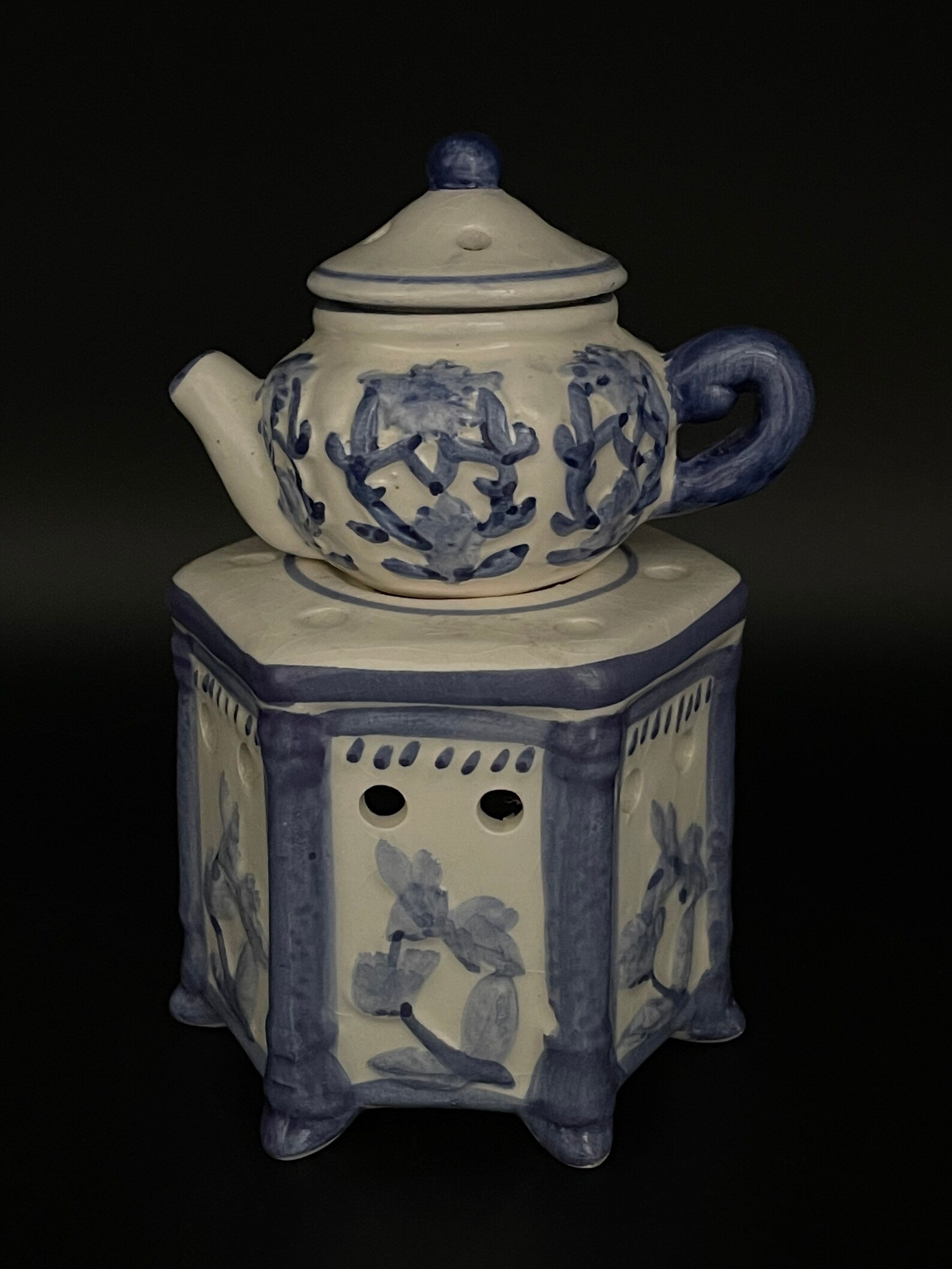 Vintage Ceramic Teapot Incense Oil LampCandle Burner Etsy