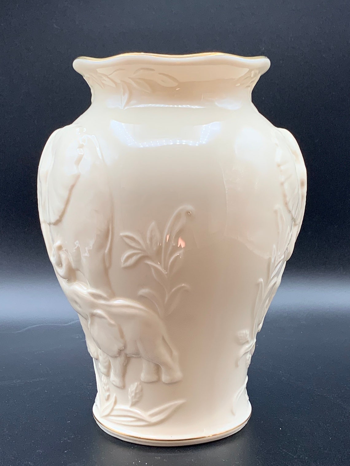 Lenox Vase Elephant & Calf Porcelain Natures Majesty Etsy