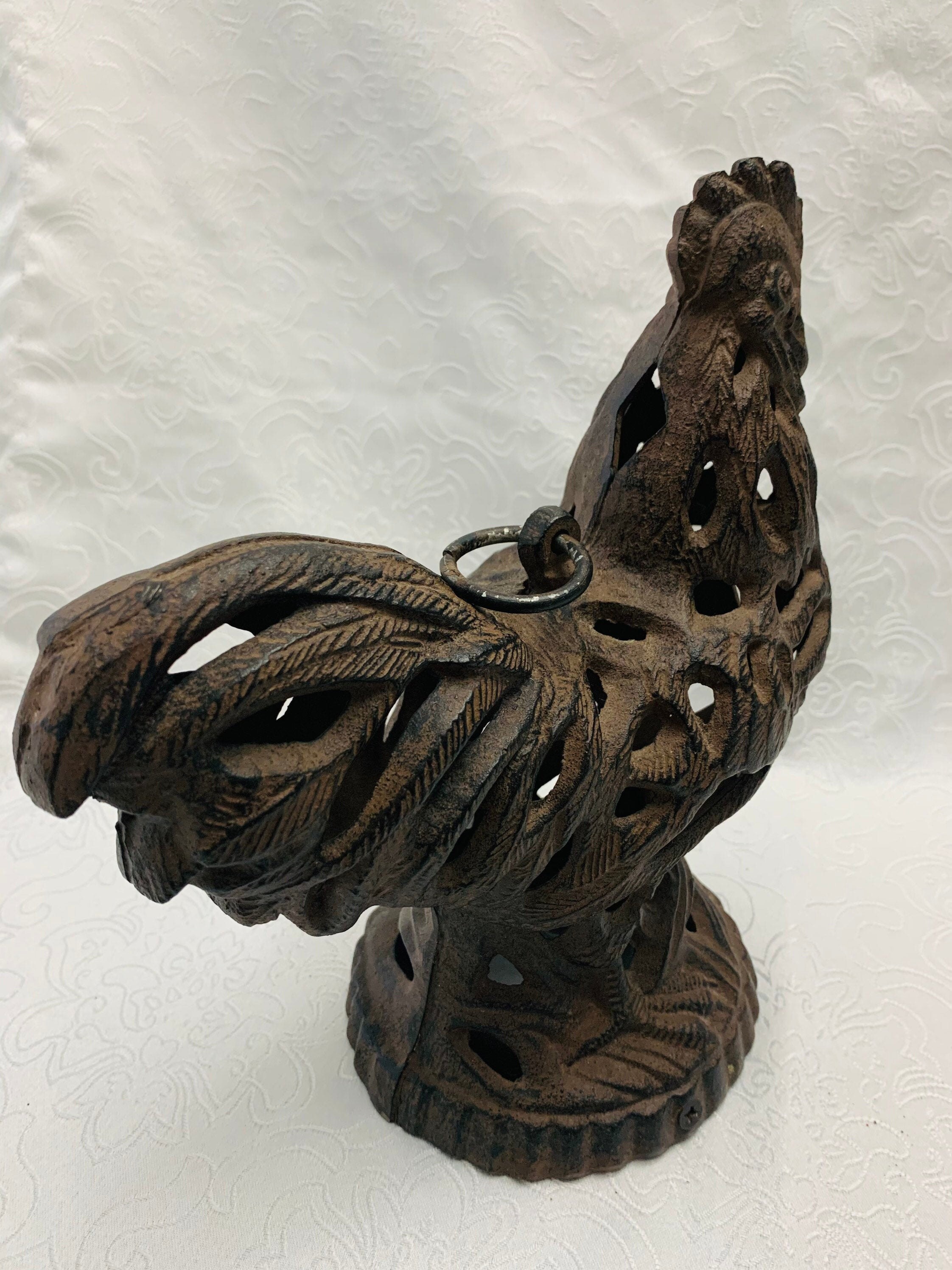 Vintage Cast Iron Chicken Hen Rooster Garden Handle Candle Etsy