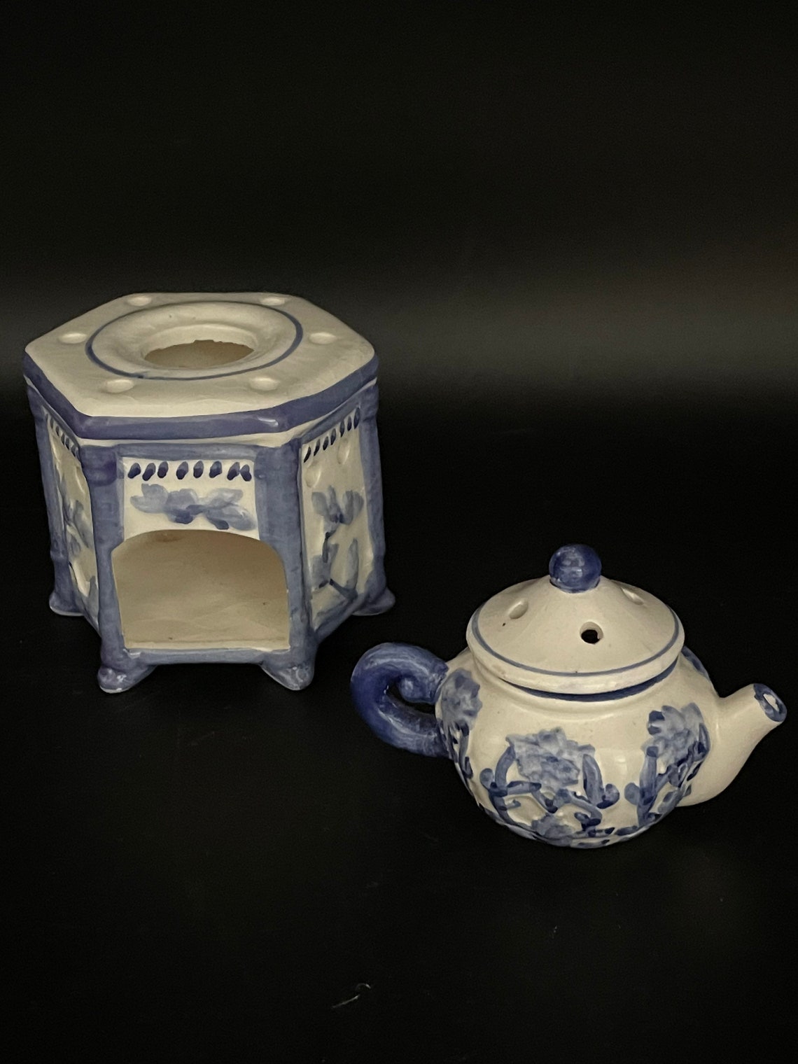 Vintage Ceramic Teapot Incense Oil LampCandle Burner Etsy