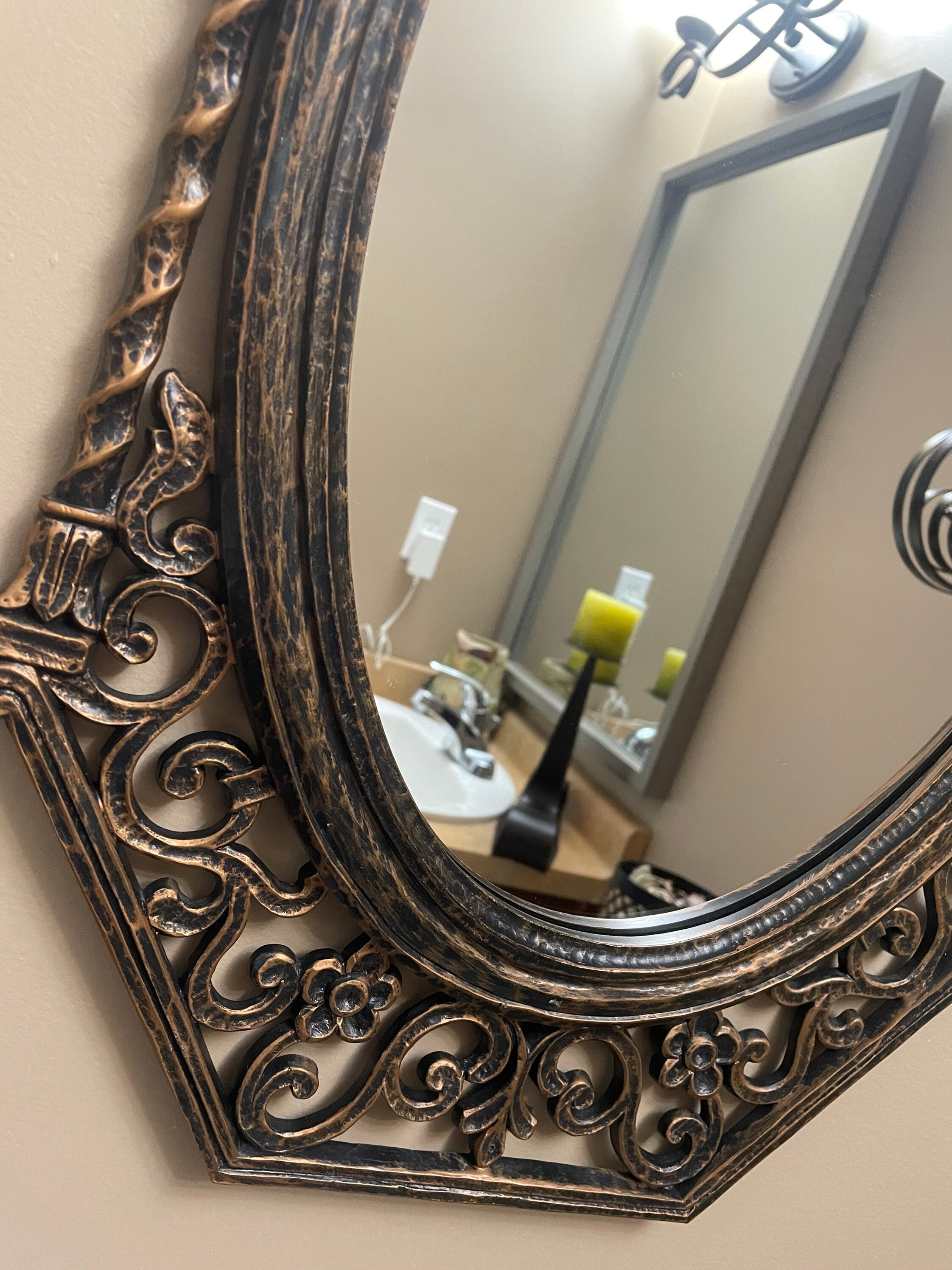 Vintage Oval Mirror/ MCM Dart Large/ 1969s/ Coppercraft Guild Etsy