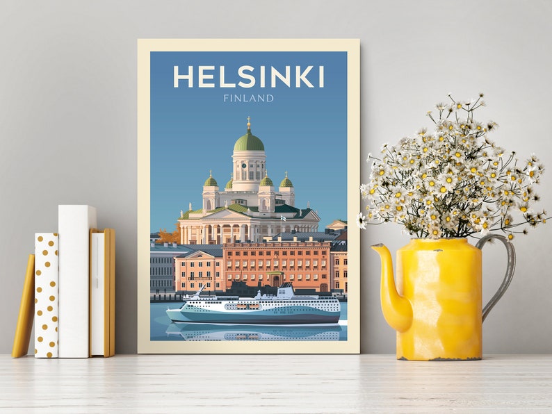 Helsinki Finland Travel Poster Wall Art City travel Print Europe