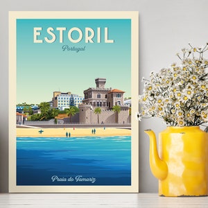 Estoril Portugal City Print / Estoril Travel Poster / Estoril Illustratie / Portugal Wall Art / Travel Poster gedrukt op papier van hoge kwaliteit