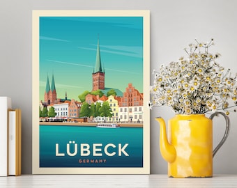 Lübeck Deutschland Reisedruck / Lübeck Vintage Poster / Lübeck Illustration / Deutschland Poster / Lübeck Wandkunst / Reisegeschenke Kollektion