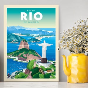 Rio de Janeiro Brazil Travel Poster / Rio de Janeiro Illustration / Rio de Janeiro Print / Vintage Illustration / Travel Collection Gift