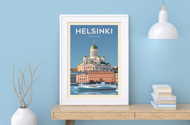 Helsinki Finland Travel Poster Wall Art City travel Print Europe