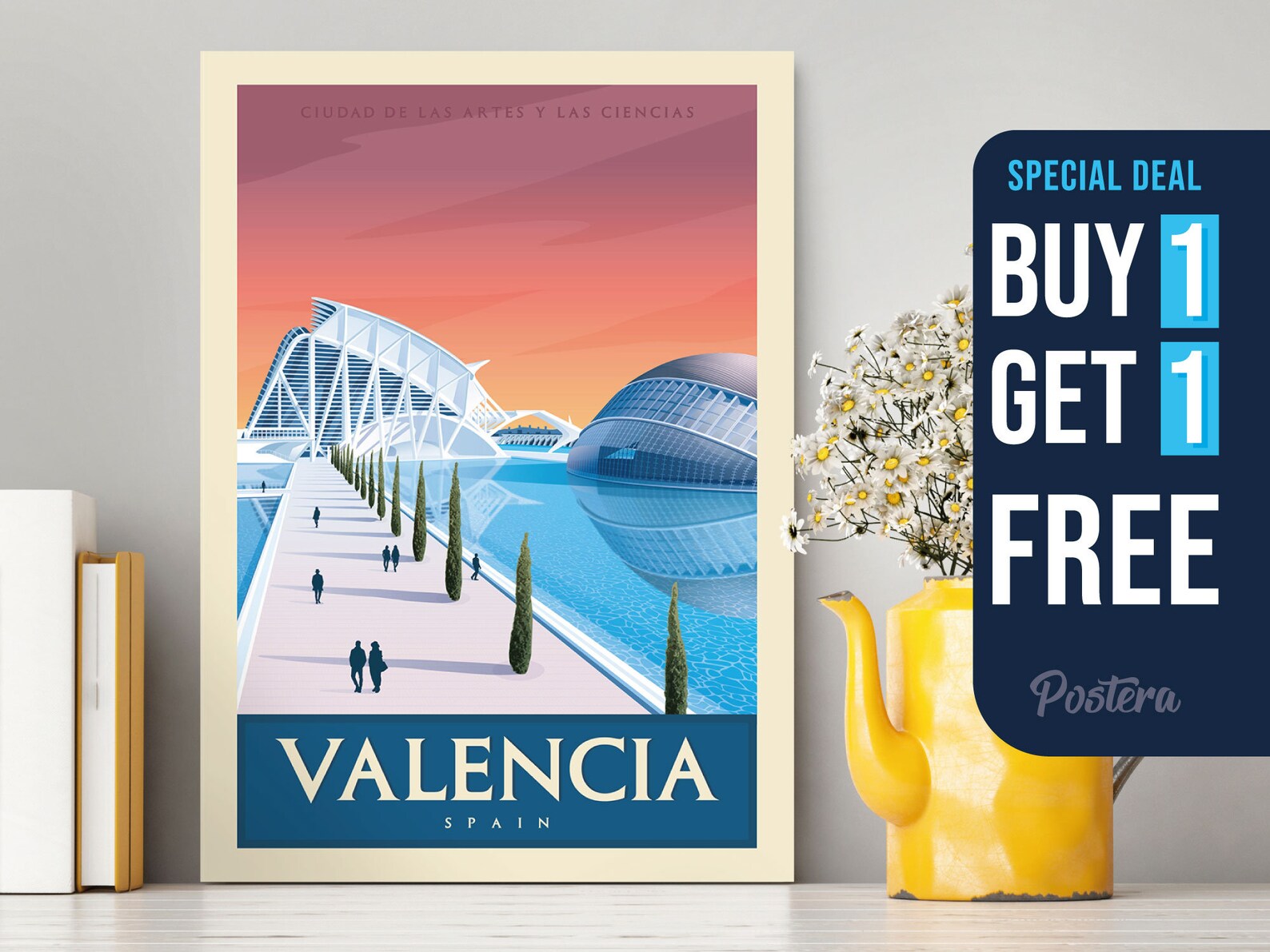 Valencia Spain Red Travel Poster / City of Arts and Sciences / Etsy
