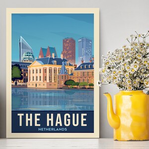 Den Haag Niederlande Reise Poster / Den Haag Illustration / Vintage Illustration / Reisegeschenke / Niederlande Reise Poster / Stadtansicht