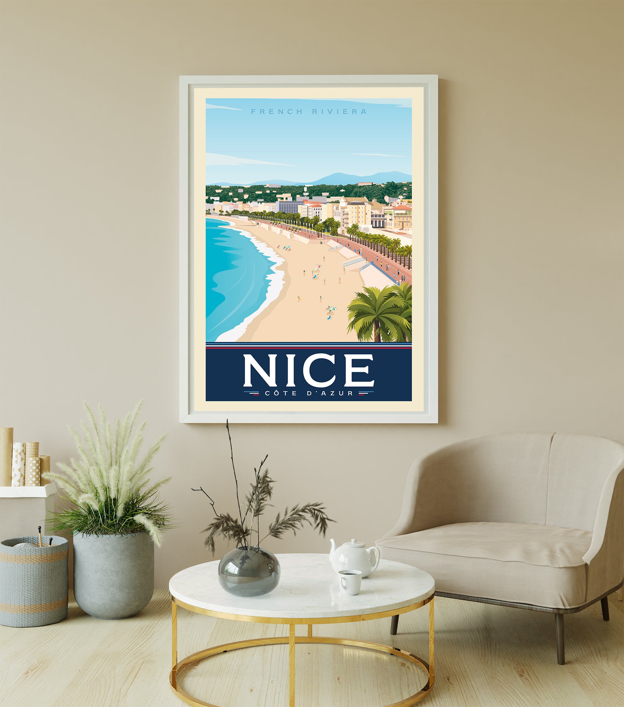 French Riviera Attractions Posters For Living Room Travel Art