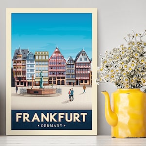 Francfort Allemagne | imprimer | d’illustration de Francfort cadeaux de voyage | Allemagne | d’impression | d’affiches de Francfort | cadeau de pendaison de crémaillère Affiche vintage City