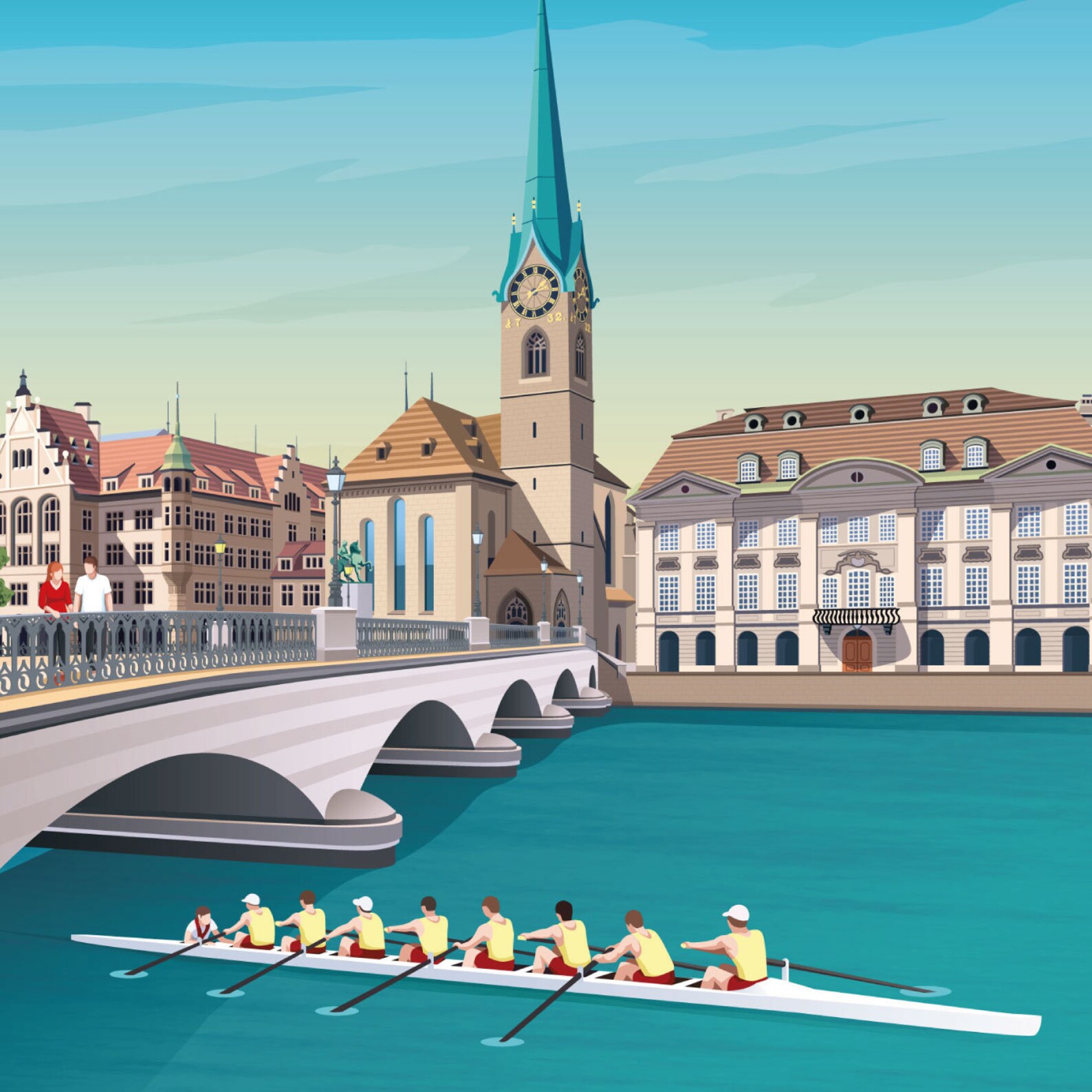 Zurich Switzerland Travel Poster Print / Zurich Vintage Etsy